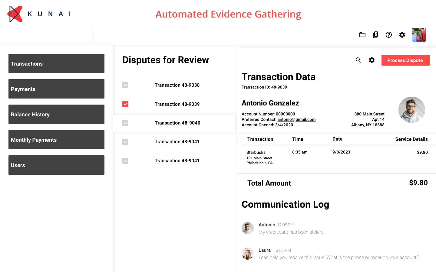 Credit Card Dispute - Automated Evidence Gathering